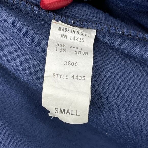 Vintage Lisanne Navy Blue Velour 1/2 Zip Velvet Robe Housecoat Women's Small - Picture 9 of 11